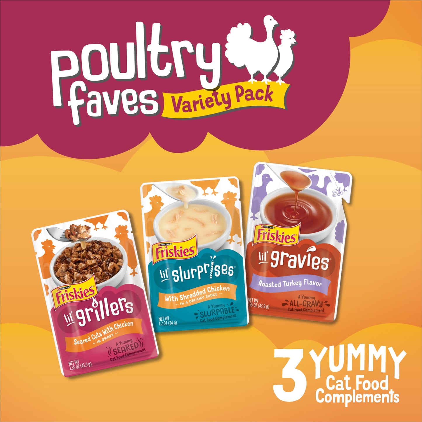 Purina Poultry Faves Gravy Cat Food Complements Variety Pack (8 Pack)